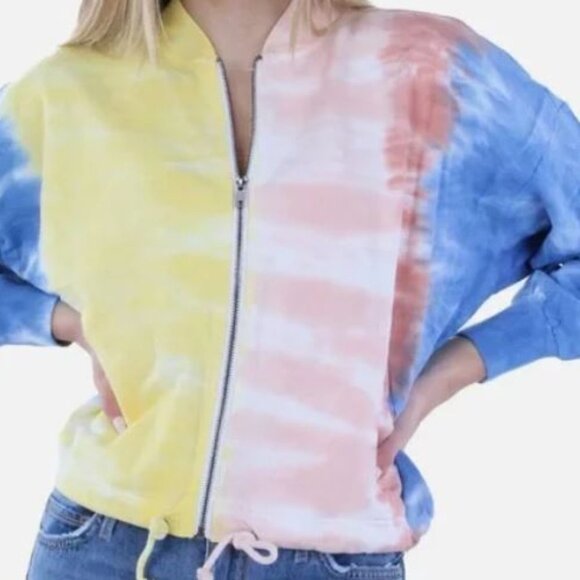 NEW BB Dakota By Steve Madden Tie Dye Cropped Bomber Jacket Small - Picture 3 of 4